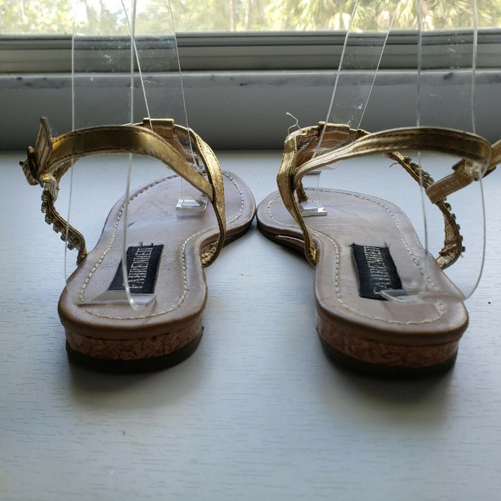 Fahrenheit Metalic Gold Sandals w/ Rhinestones - Picture 8 of 10